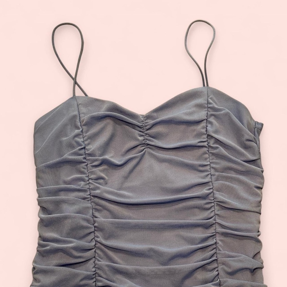Periwinkle Ruched Mini Dress - Picture 4 of 7